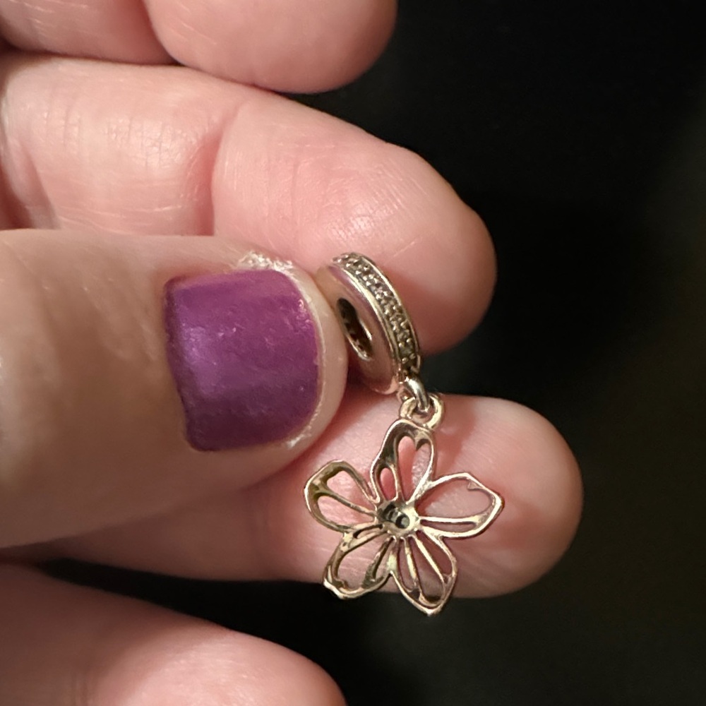 Pandora rose gold cherry blossom dangle charm